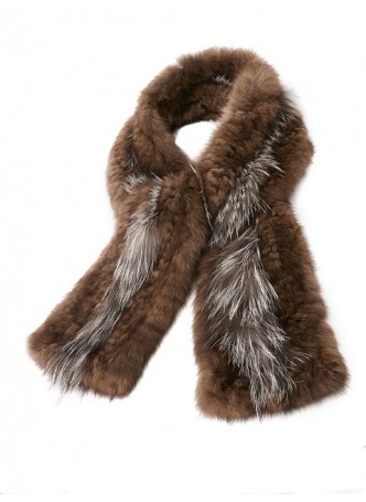 Knitted Sable & Silver Fox Fur Scarf Women's